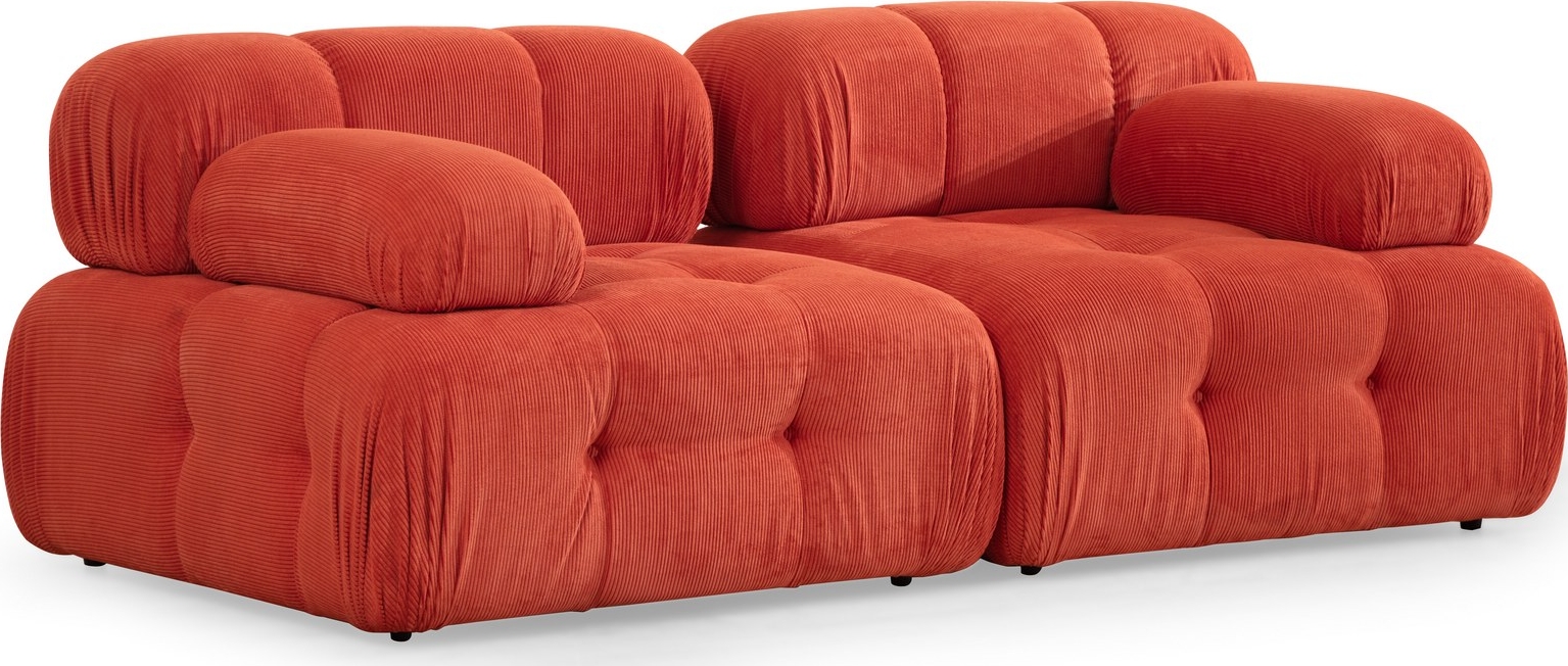 VidaXL Zweisitzer Sofa Rot Orange 140cm - Cordstoff Couch Für Wohnzimmer